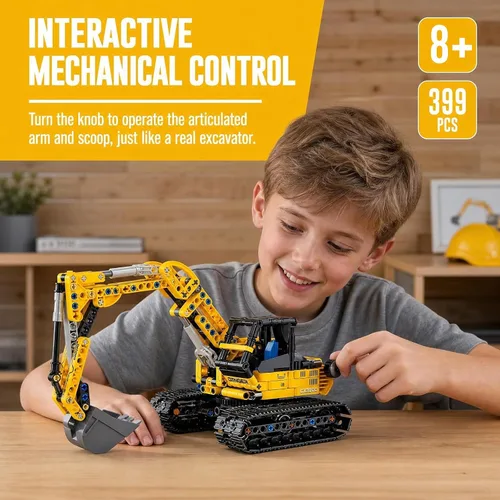 Vista 2 de Xbert 2-in-1 Excavator & Bulldozer Building Block Set for Boy Age 8-12