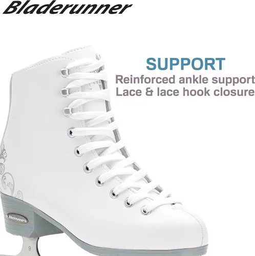 Vista 2 de Bladerunner Ice by Rollerblade Allure - Patines artísticos para mujer, color blanco, patines de hielo, talla 6 de EE. UU