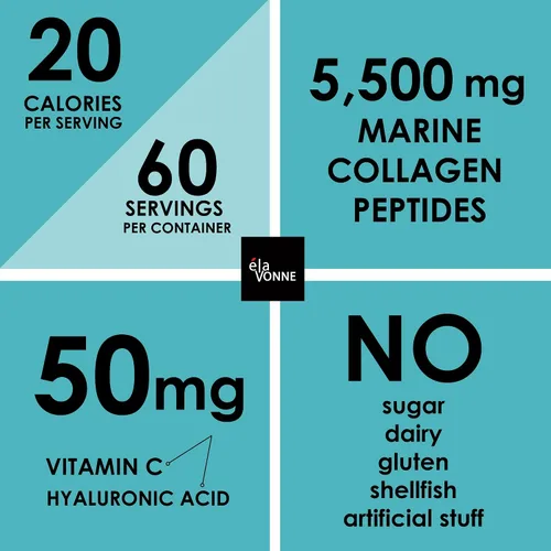 Vista 6 de Amino colágeno C con ácido hialurónico (60 porciones 16oz_16.08 oz) – Péptidos de colágeno marino sin OMG – Polvo hidrolizado – Sin sabor – Sin