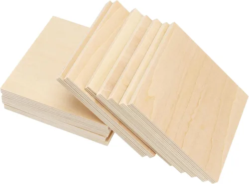 Vista 5 de SINJEUN Paquete de 30 discos cuadrados de madera sin terminar de 4 pulgadas, discos de madera de 1/4 pulgadas de grosor, recortes de madera