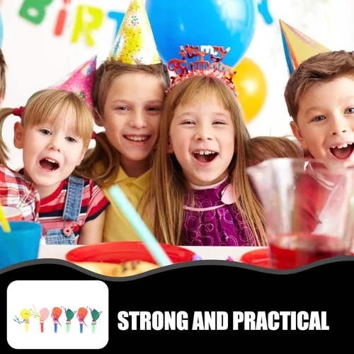 Vista 6 de BESTOYARD 100 globos musicales con purpurina mixta con flecos metálicos ruidos para niños, lindos silbatos para Halloween, fiesta de Navidad