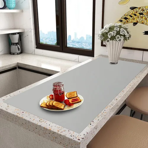 Vista 12 de Tapete de silicona extra grande, tapete de silicona para encimera de cocina, isla, mesa de comedor, protector de encimera, tapete resistente al Negro