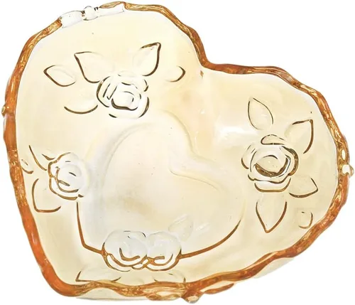 Vista 3 de Gaolinci Tazón de vidrio en relieve en forma de corazón, ensaladera de frutas, cuenco de postre (juego de 2)