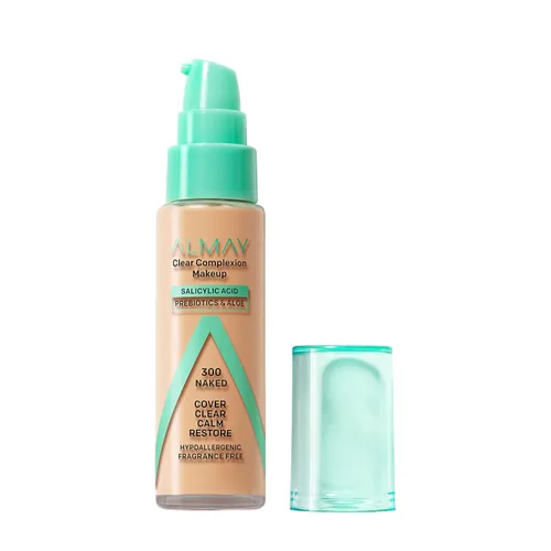 Vista 12 de Almay Clear Complexion - Base de maquillaje para acné con ácido salicílico, cobertura media, acabado mate suave, hipoalergénico, libre de crueldad