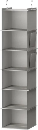 Vista 14 de YOUDENOVA - Organizador colgante para clóset con 6 estantes de almacenamiento con bolsillos laterales, beige
