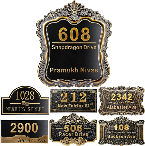 Vista 40 de Placa personalizada de dirección de casa de 12 pulgadas, números fundidos para exteriores, placa de señal de dirección personalizada con nombre