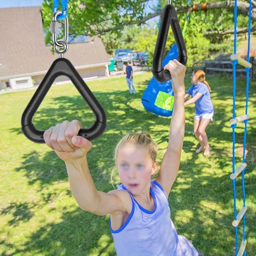 Vista 2 de Dolibest Monkey Bars Trapecio Bar Kids Monkey Bars Playground Trapecio Bar Anillos Swing Sets para patio trasero con barras de mono Curso Ninja