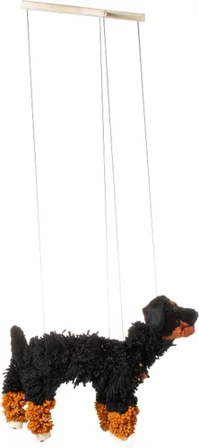 Vista 5 de Artisan Owl Marioneta Golden Rottweiler - Perro de hilo con patas de madera, cuerdas desmontables (negro y marrón)