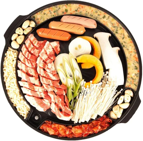 Vista 3 de COOKKING - Master Grill Pan, Sartén tradicional coreana para barbacoa - Estufa antiadherente para interiores y exteriores, sin humo, de aluminio