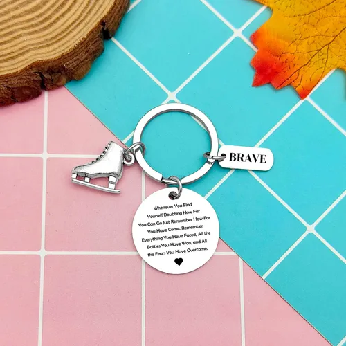 Vista 7 de Heigebi Roller Skate Keychain Athletic Keychain Roller Skate Gifts Keyring Skate Lover Gift