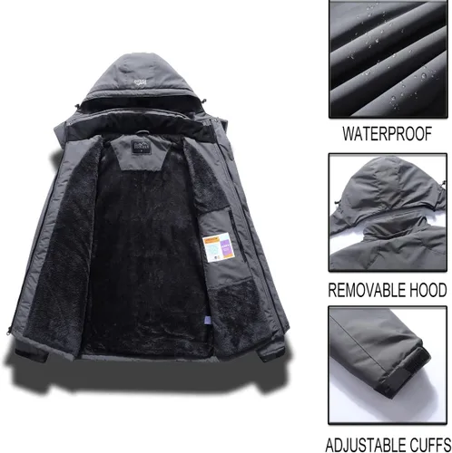 Vista 7 de Pooluly - Chaqueta impermeable de invierno, esquí, snowboard, para hombre, con capucha, rompevientos.