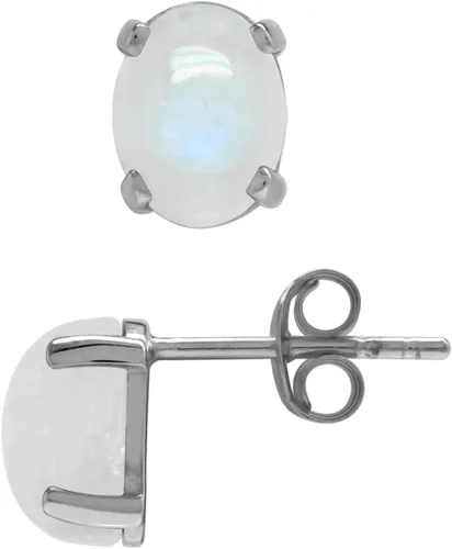 Vista 11 de Silvershake Aretes de plata de ley 925 chapados en oro blanco o amarillo de 0.315 x 0.236 in con forma ovalada de piedra natal de piedra natal
