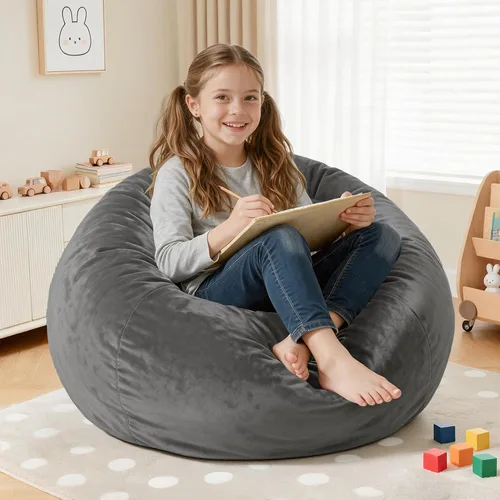 Vista 40 de Silla Puf de 2 Pies con Funda de Terciopelo Ultra Suave Sofá Puf con Espuma con Memoria Sillas Puf de Tamaño Grande Sofá Perezoso para Dormitorio