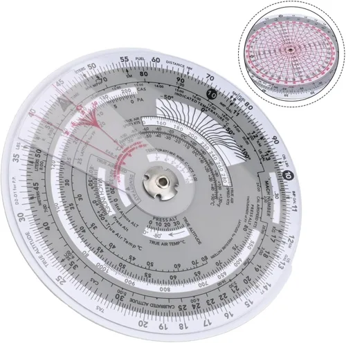 Vista 4 de Circular E6B Aviation Flight Computer Slide Rule For Correction, Time Distance Fuel Calculations for pilot Training(E6B-R2)