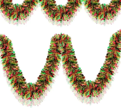 Vista 8 de Guirnalda de Pascua de 33 pies, diseño de guirnalda de Pascua, diseño de rayas finas, conejo, zanahoria, oropel colgante, decoraciones colgantes