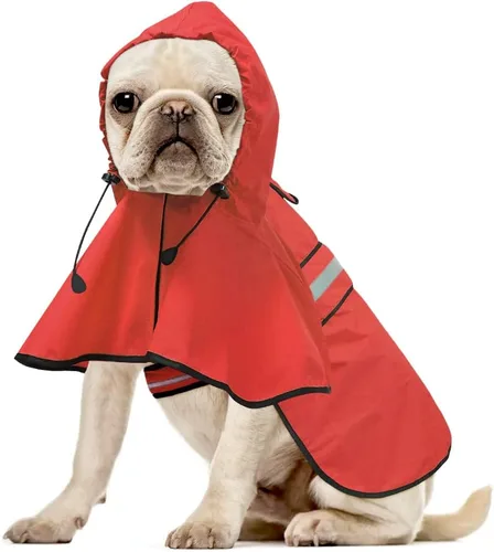 Vista 15 de Impermeables Reflectantes Impermeables para Perros - Chaqueta de Lluvia Ajustable para Cachorros, Chubasqueros Ligeros con Capucha para Perros