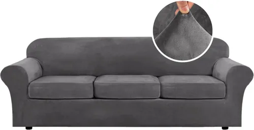 Vista 31 de H.VERSAILTEX - Funda elástica para sofá de 2 piezas, funda protectora de terciopelo, suave, con parte inferior elástica, con un ancho de hasta 49