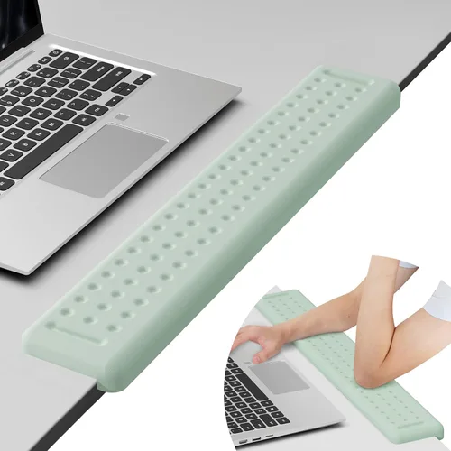 Vista 15 de Leolee Coderas de escritorio en forma de L para escritorio, reposabrazos de espuma viscoelástica negra para escritorio con base antideslizante