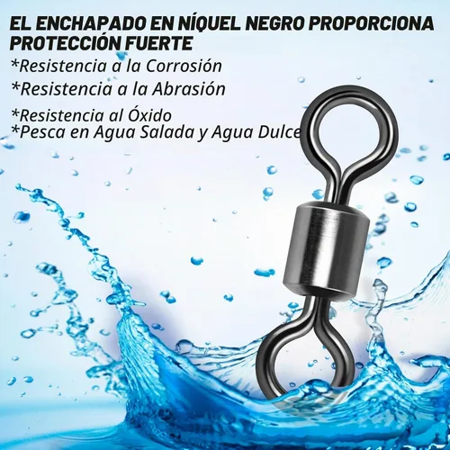 Vista 4 de Alwonder 100 paquetes de micro emerillones para pesca con mosca, pequeños emerillones giratorios de barril para aparejos de pesca con mosca