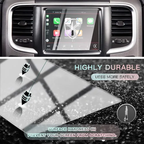 Vista 4 de CDEFG Protector de pantalla de automóvil con control central, protector de pantalla táctil para Dodge RAM 1500/2500/3500 Uconnect 2013-2018, vidrio