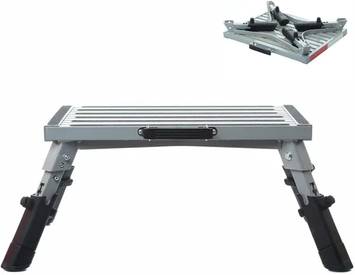 Vista 7 de Homeon Wheels Escalones de Aluminio para RV Taburete Plegable Ajustable con Pies de Goma Antideslizantes, Plataforma Estable que Soporta 1000