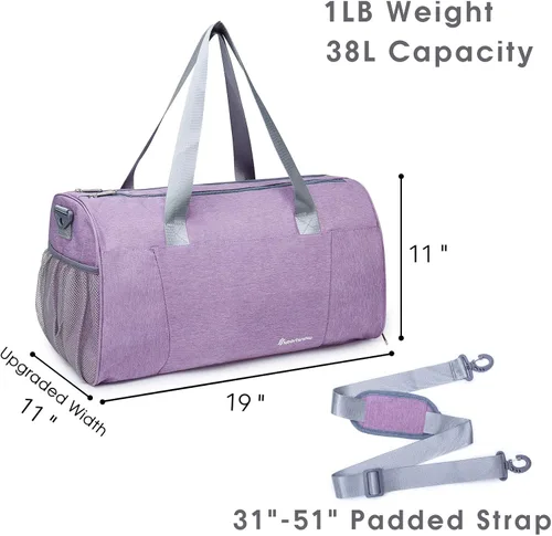 Vista 5 de Bolsa de deporte con bolsillo para cosas mojadas y compartimento para zapatos, bolsa para ejercicio para hombres y mujeres.