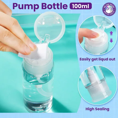 Vista 5 de Kit de herramientas para quitar esmalte de uñas de gel con clips de uñas de plástico, botella removedor de esmalte de uñas de 3.4 fl oz, toallitas