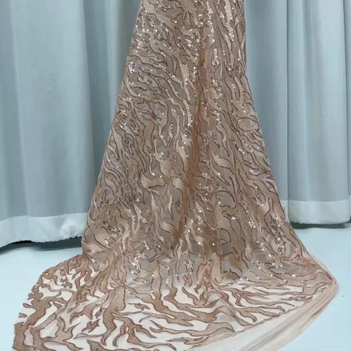 Vista 2 de Mahacraft - Elegante malla de encaje de tul francés con lentejuelas africanas para fiesta de boda nigeriana costura tela de encaje de tul africano