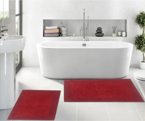 Vista 34 de Home Weavers Luxury Collection 100% Cotton Reversible Bathroom Rugs Set, Washable Rug, Soft Cotton Extra Soft and Absorbent Bath Rug, Kitchen Mat, 2