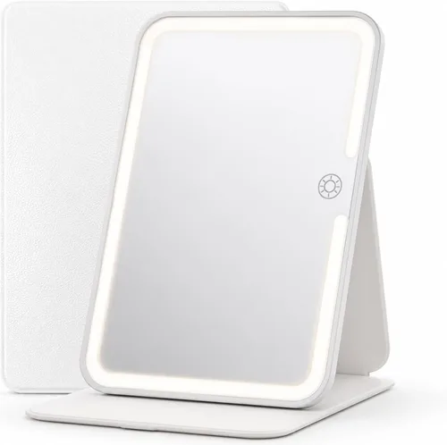 Vista 13 de Espejo de maquillaje de viaje con luces, espejo de tocador iluminado, 9 pulgadas, naranja cósmico