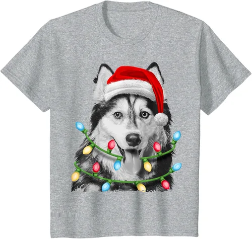Vista 34 de Camiseta para niños con diseño de hachís siberiano con luces de árbol de Navidad Negro