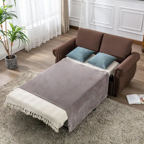 Vista 31 de Sofá cama convertible de terciopelo con respaldo ajustable y enchufe USB, sofá cama extraíble multiposición tamaño individual con 2 almohadas