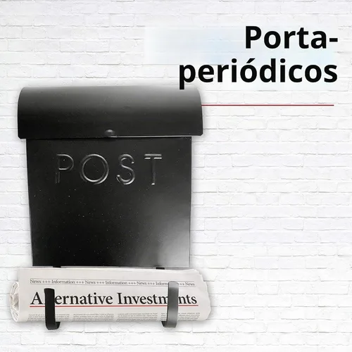 Vista 2 de NACH. Buzón de correo con soporte para periódico., MB-44765 Negro
