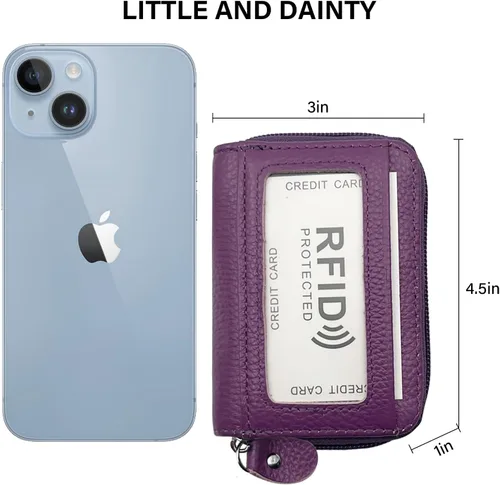 Vista 17 de Tarjetero RFID de bolsillo con ventana para ID, piel genuina, S, Negro