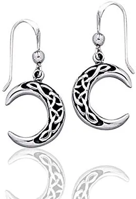 Vista 5 de Pendientes de plata de ley con nudo celta y luna creciente, Metal