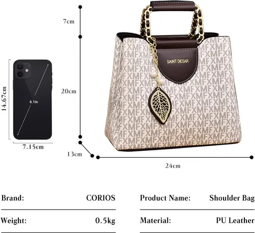 Vista 4 de Elegante bolso de mano para mujer, bolso cruzado de cuero sintético para mujer, bolso bandolera de moda con asa superior, bolso pequeño