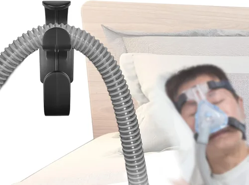 Vista 4 de Percha de manguera CPAP con función antidesenganche, gancho para máscara y soporte de tubo, organizador de suministros, evita enredos de manguera