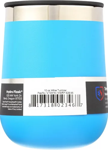 Vista 2 de Hydro Flask Vaso de vino de acero inoxidable de doble pared aislado al vacío de 10 onzas con tapa a presión, Pacific