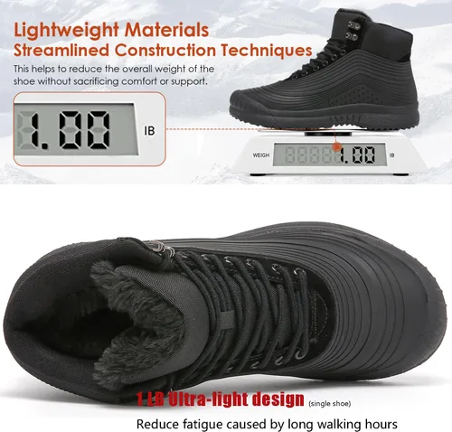 Vista 4 de ulogu Snow Boots for Men WomenInsulated Waterproof Fur Lined BootiesLightweight Winter Shoes
