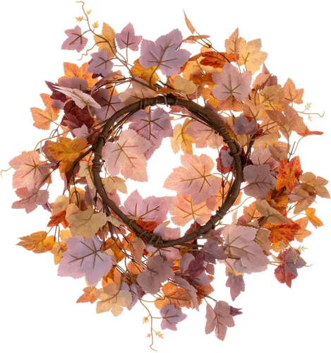 Vista 3 de Vickerman Corona de vela artificial de hoja de arce de otoño naranja de 16 pulgadas.