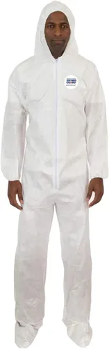 Vista 6 de Trajes desechables (blanco) Material fresco transpirable - Traje de cuerpo protector profesional para el polvo