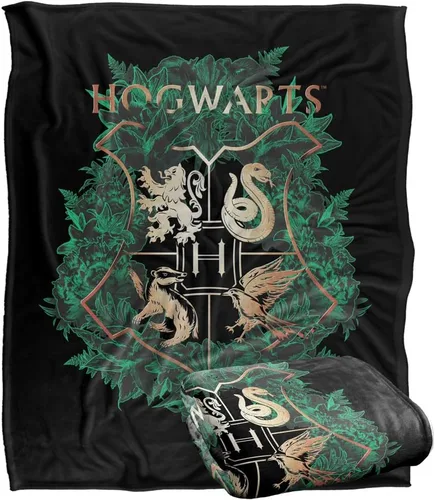 Vista 10 de Harry Potter Hogwarts - Manta con diseño floral verde y dorado con diseño de cresta sedosa al tacto, súper suave, 36 x 58 pulgadas, diseño floral