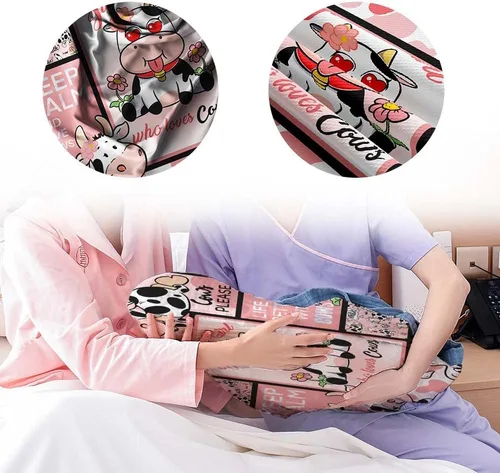 Vista 7 de Juego de mantas para recién nacido con gorro de Who Love Cows, manta de recepción para recién nacido para niño y niña, saco de envolver para ducha