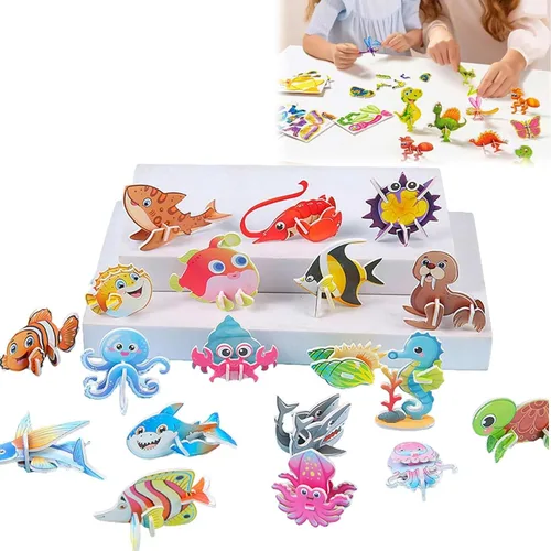 Vista 11 de Juego de rompecabezas de papel de insectos creativo 3D de 2026, 25 piezas inteligentes de ensamblaje 3D, rompecabezas de insectos, juguete educativo