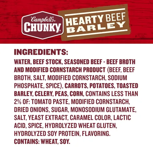 Vista 3 de Sopa Chunky de Campbell’s, sopa abundante de ternera y cebada, lata de 18.8 Oz