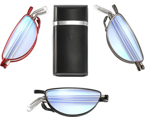 Vista 8 de Folding Reading Glasses Blue Light Blocking, Soft Nose Pad Spring Hinge Portable Thin Readers for Men Women 3 Pack