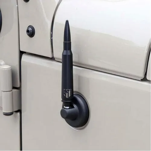 Vista 5 de Antena aérea FM de aluminio de 5.7 pulgadas, radio corta de repuesto negro para coche, amplificador de señal de radio estéreo para Jeep Wrangler JK