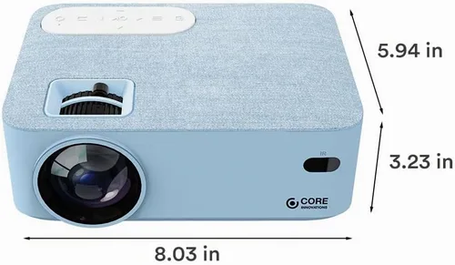 Vista 8 de Paquete de cine en casa con proyector, pantalla de 120 pulgadas y dos mini altavoces instantáneos inalámbricos Bluetooth de conducción ósea, azul
