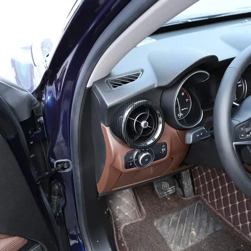 Vista 4 de Para Alfa Romeo Stelvio 2017-2020 ABS Car Interior Dashboard Side Aire Acondicionado Ventilación Cubierta de Salida de Ajuste (Fibra de Carbono)