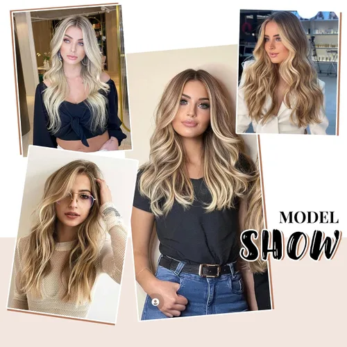 Vista 7 de Extensiones de cabello humano real con clip, de 12 pulgadas, para mujer, color rubio plateado, balayage, 2.47 oz, 7